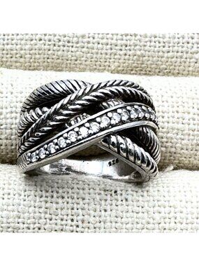 Judith Ripka Womens Ring Sterling Silver Cubic Zirconia Size 8
